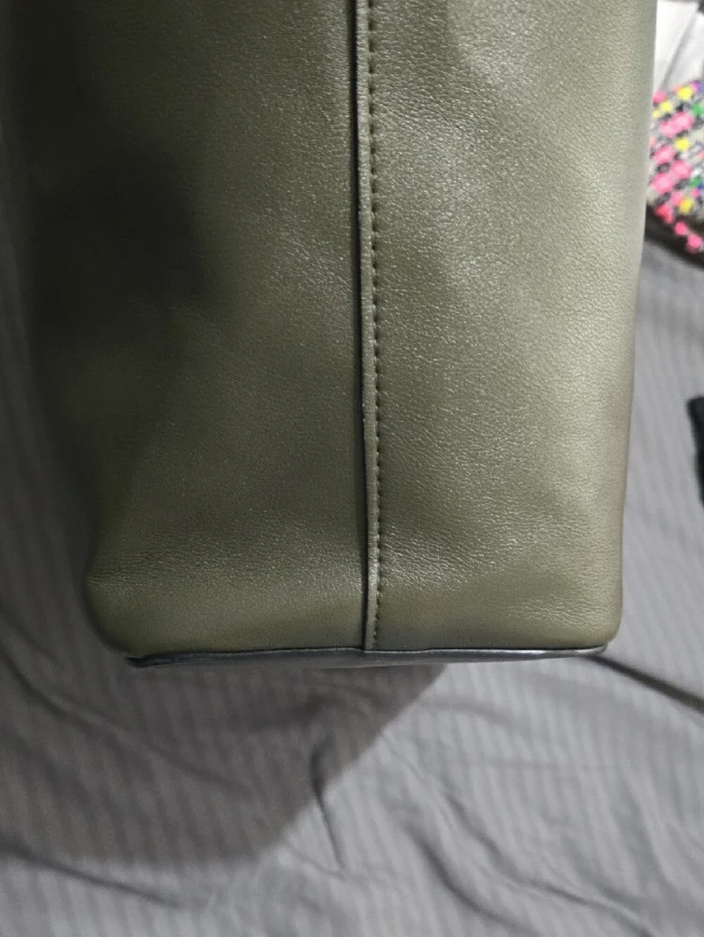 a new day Olive Green Structured Tote with Double Straps
